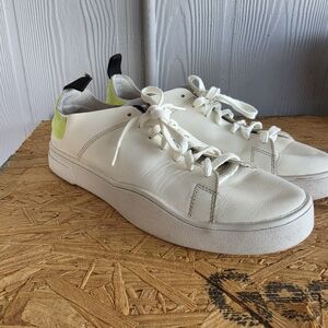 Diesel White Sneakers with Lime and Black Accents